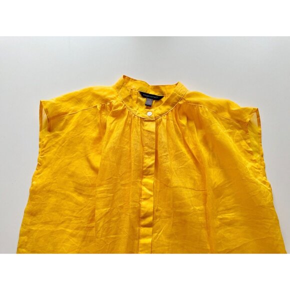 NWT BANANA REPUBLIC Golden Hour Yellow Oversized Ramie Shirt Blouse, Size S - Picture 7 of 12